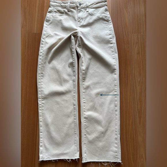 L’AGENCE High Rise Cropped Wide Leg Jeans Ivory Size 24 - Picture 15 of 16